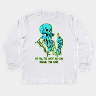 Skull do all the stuff you can before you can't Kids Long Sleeve T-Shirt